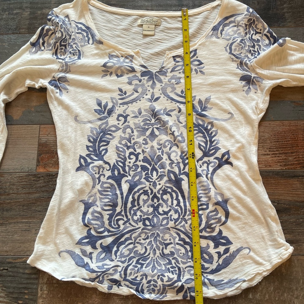 Lucky Brand Cream and Distressed Blue Patterned - Picture 4 of 5